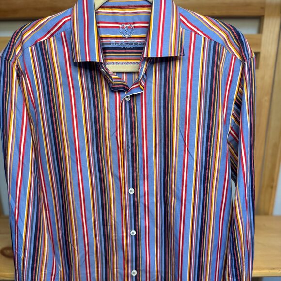 Bugatchi Uomo Men’s Multicolor Striped Button Down Shirt Size L - Picture 1 of 5